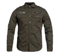 Brandit Langarmhemd Luis Vintage mit Abzeichen oliv 7XL Herren Baumwolle