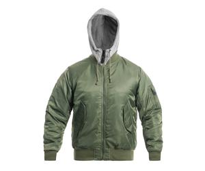 Brandit - MA1 Sweat Hooded Jacket - Bomberjacke mit Kapuze - Olive/Grey S