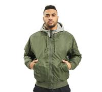 Brandit - MA1 Sweat Hooded Jacket - Bomberjacke mit Kapuze - Olive/Grey XXL