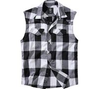 Brandit Checkshirt – ärmelloses Hemd Weiß/Schwarz Baumwolle Größe 6XL Herren