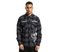 Brandit Motörhead Check Shirt Long SLE, Farbe: Black/Grey, Größe: XL