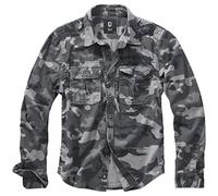 Brandit Damen Women Amy Flannel Shirt Long Sleeve Hemd, Black/Grey, 6XL