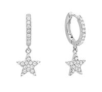 Brandlinger ® Ohrringe Silber 925 hängend. Creolen mit Anhänger Mond und Stern. Schmuck Damen vergoldet mit 18 Karat (Silber und Gold) für Frauen und Mädchen. Durchmesser der Creolen 12mm.