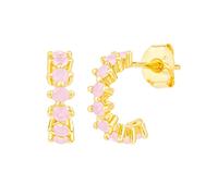 Brandlinger ® Opal Ohrringe Silber 925. Creolen mit Nano Opal, Schmuck Damen vergoldet mit 18 Karat (Silber und Gold) für Frauen und Mädchen. Durchmesser der Creolen 14mm.