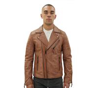 Brando Herren-Bikerjacke aus Leder mit doppeltem Kreuzreißverschluss und Casablanca S