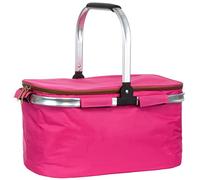 Brandsseller Einkaufskorb 26 Liter Faltbarer Kühlkorb mit Deckel Einkaufstasche Picknickkorb mit Reißverschluss gepolsterter Tragegriff aus Aluminium - Pink