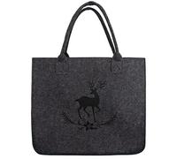 Brandsseller Filztasche mit Hirsch Prägung ca. 38 x 19 x 32 cm Einkaufstasche Shoppingbag Freizeittasche Anthrazit