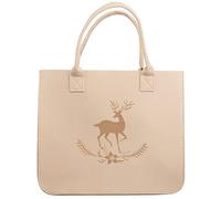Brandsseller Filztasche mit Hirsch Prägung ca. 38 x 19 x 32 cm Einkaufstasche Shoppingbag Freizeittasche Beige