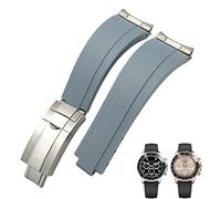 BRART Silikon-Armband mit kurzer Schnalle, 20 mm, 21 mm, passend für Rolex Daytona Submariner Role Oysterflex Yacht Master, 21 mm, Azetat, Kein Edelstein