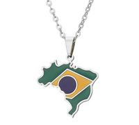 Brasilien-Karten-Halskette - nationales topografisches Karten-Design, Damen-Schlüsselbeinkette, Schmuck, Reise-Maap-Geschenk für Männer und Frauen, einzigartige Halskette für Reiseliebhaber