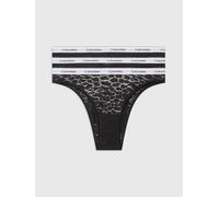 Brasilslip "3 PACK BRAZILIAN (LOW-RISE)", Damen, Gr. XL (42/44), 3 Stk., schwarz (schwarz, schwarz, schwarz), Spitze, Obermaterial: 87% Polyamid, 13% Elasthan, CALVIN KLEIN UNDERWEAR, gemustert, körpe