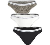 Brasilslip, Damen, Gr. M (38), 3 Stk., bunt (schwarz, classic weiß, animal mirror), Jersey, Obermaterial: 90% Baumwolle, 10% Elasthan, CALVIN KLEIN UNDERWEAR, unifarben, körpernah, Unterhosen, Körpern
