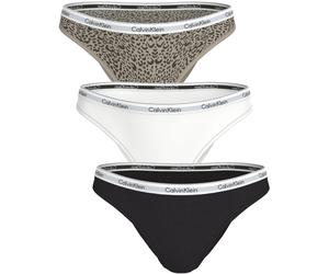 Brasilslip, Damen, Gr. S (36), 3 Stk., bunt (schwarz, classic weiß, animal mirror), Jersey, Obermaterial: 90% Baumwolle, 10% Elasthan, CALVIN KLEIN UNDERWEAR, unifarben, körpernah, Unterhosen, Körpern