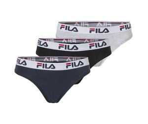 Brasilslip FILA "WOMAN BRAZILIAN SLIP", Damen, Gr. S, blau (schwarz, navy, grau), Obermaterial: 95% Baumwolle, 5% Elasthan, körpernah, Unterhosen, mit elastischem Logobund (93274058-S) schwarz, navy,