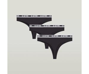 Brasilslip G-STAR "RHODONITE, 3 PACK BRAZILIAN BRIEFS", Damen, Gr. M, 3 Stk., schwarz, Feinripp, Obermaterial: 84% Nylon, 16% Elasthan, unifarben, eng, Unterhosen, unifarben, mit Logobund (57634364-M)
