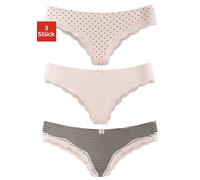 Brasilslip LASCANA, Damen, Gr. 32/34, rosa (rosa, uni, gepunktet, gestreift), Obermaterial: 95% Baumwolle, 5% Elasthan. Spitze: 87% Polyamid, 13% Elasthan, gepunktet, gestreift, unifarben, körpernah,