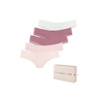 Brasilslip LASCANA, Damen, Gr. 32/34, rosa (rose), Single Jersey, Obermaterial: 95% Baumwolle, 5% Elasthan, unifarben, körpernah, Unterhosen, aus elastischer Baumwolle mit zarter Spitze, mit Aufbewahr