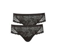 Brasilslip LISCA "2er Pack Damen Brazilian Slip Evelyn", Damen, Gr. 40, schwarz, Spitze, Obermaterial: 80% Polyamid PA. 20% Elasthan EL., Unterhosen (57178528-40) schwarz