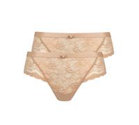 Brasilslip LISCA "2er Pack Damen Brazilian Slip Evelyn", Damen, Gr. 42, beige (sweet almond), Spitze, Obermaterial: 80% Polyamid PA. 20% Elasthan EL., Unterhosen (29763527-42) sweet almond