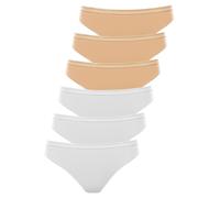 Brasilslip LISCA "6er Pack Damen Brasil Slip Happyday", Damen, Gr. XL, beige (weiß, skin), Obermaterial: 95% Baumwolle CO. 5% Elasthan EL., Unterhosen (38786055-XL) weiß, skin