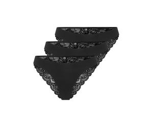 Brasilslip ONLY "ONLCHLOE LACE BRAZIL 3-PACK NOOS ACC", Damen, Gr. L (40), 3 Stk., schwarz (schwarz pack:x3), Obermaterial: 90% Polyamid, 10% Elasthan, unifarben, Unterhosen (41940626-L) schwarz pack: