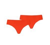 Brasilslip PUMA "PUMA WOMEN MICROFIBER BRAZILIAN BRIEFS", Damen, Gr. S, rot (flame rot), Single Jersey, Obermaterial: 70% Polyamid, 30% Elasthan, körpernah, Unterhosen, nahtlose Ränder für eine unsich