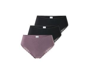 Brasilslip SCHIESSER "Modern Multipacks", Damen, Gr. 36, lila (909, sortiert 3), Single Jersey, Obermaterial: 95% Baumwolle, 5% Elasthan, körpernah, Unterhosen, Spitzenbänder, Single-Jersey, Baumwollm