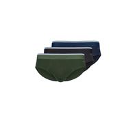 Brasilslip SKINY "Cotton Multipack", Herren, Gr. L, oliveblauschwarz selection, Obermaterial: 95% Baumwolle, 5% Elasthan, unifarben mit Farbeinsatz, normal, Unterhosen, klassisch, basic, elastisch, be