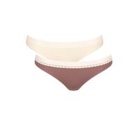 Brasilslip SLOGGI "GO Ribbed", Damen, Gr. L, braun (braun, light combination), Feinripp, Obermaterial: 95% Polyamid, 5% Elasthan, clean, unifarben, figurbetont, Unterhosen Brasilslip, Feinripp, Stretc