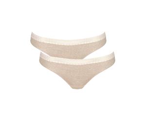 Brasilslip SLOGGI "GO Ribbed", Damen, Gr. XL, grau (grau combination), Feinripp, Obermaterial: 95% Polyamid, 5% Elasthan, clean, unifarben, figurbetont, Unterhosen, Feinripp, Stretch-Spitze, bequem, w