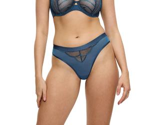 Brasilslip TRIUMPH "Palina Sea Full of Stars", Damen, Gr. 46, blau (smoky blau), Microtouch, Obermaterial: 86% Polyamid, 14% Elasthan, Unterhosen, mit Keyhole-Detail auf der Rückseite, Spitze und Stic