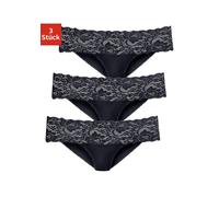 Brasilslip VIVANCE, Damen, Gr. 36/38, schwarz, Single Jersey, Obermaterial: 95% Baumwolle, 5% Elasthan. Spitze: 93% Polyamid, 7% Elasthan (LYCRA), unifarben, bequem, Unterhosen, aus elastischer Baumwo