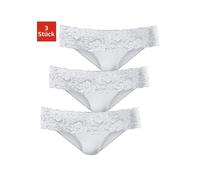vivance active Brasilslip (3 Stück) mit breitem Spitzenbündchen, weiß