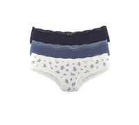 Brasilslip VIVANCE Gr. 44/46, blau (creme bedruckt, uni, navy uni) Damen Unterhosen (92524569-44) creme bedruckt, blau uni, navy uni