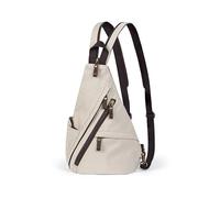 BRASS TACKS Leathercraft Brusttasche Damen und Herren mittelgroß,Drei-in-eins sling bag, um in einen täglichen Schulterriemen umgewandelt zu werden,sportlich Canvas crossbag für Herren und Damen,Weiß