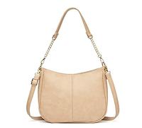 BRASS TACKS Leathercraft handtasche klein,PU Leder Elegant handtasche mädchen,6.5L Crossbody Bag schultertasche damen,Mit innerer Tasche,Geeignet für Reisen Party Schicke Alltag Kettentasche,Beige