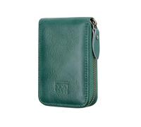 BRASS TACKS Leathercraft Kreditkartenetui Echtleder Vintage RFID-Schutz Reißverschluss Multifächer-Kartenhalter Portmonee Geldbörse Unisex