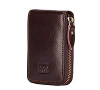 BRASS TACKS Leathercraft Kreditkartenetui Echtleder Vintage RFID-Schutz Reißverschluss Multifächer-Kartenhalter Portmonee Geldbörse Unisex (Braun)