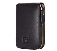 BRASS TACKS Leathercraft Kreditkartenetui Echtleder Vintage RFID-Schutz Reißverschluss Multifächer-Kartenhalter Portmonee Geldbörse Unisex (Schwarz)