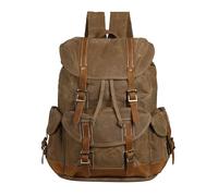 BRASS TACKS Leathercraft,Leinen jagdrucksack Gewachst,Crazy Horse Leder lederrucksack herren,15.6 Zoll Laptop Alltag Wasserdicht rücksack für Herren Damen,Casual Business Wanderrucksack