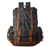 Brass Tacks Leathercraft Waxed Leder lederrucksack herren,15.6 Zoll rucksack vintage,Große Kapazität robust und langlebig,Laptop Alltag rücksack mit Trennwand,für Casual Business Sport,Dunkel grau