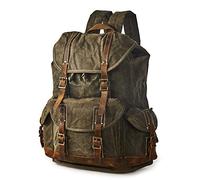 Brass Tacks Leathercraft Waxed Leder lederrucksack herren,15.6 Zoll rucksack vintage,Große Kapazität robust und langlebig,Laptop Alltag rücksack mit Trennwand,für Casual Business Sport,Dunkelbraun
