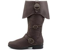 Braun,40,Mittelalterliche Piratenstiefel, spitze Zehenpartie, niedriger Absatz, Leder, bequeme, lässige Unisex-Country-Western-Stiefel, erhältlich für normale und breite Waden