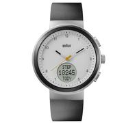 Braun analoge Quarzuhr mit digitaler Anzeige mit Kalender und Schrittzähler, schwarzes Silikonkautschukarmband, 45 mm Edelstahlgehäuse, Modell BN0299NBKBKG