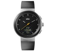 Braun analoge Quarzuhr mit digitaler Anzeige mit Kalender und Schrittzähler, schwarzes Zifferblatt und schwarzes Silikonkautschukarmband, 45 mm Edelstahlgehäuse, Modell BN0299NBKBKG