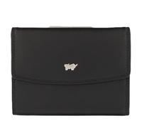 BRAUN BÜFFEL - Geldbörse Damen aus echtem Rindleder Golf 2.0 - Trifold Bügelbörse Portmonee für Frauen mit Bügelverschluss & 8 Kartenfächer - Klassisches Portemonnaie mit Münzfächern - Edles Schwarz