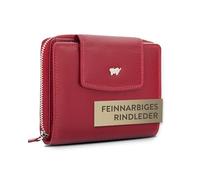 BRAUN BÜFFEL - Geldbörse Damen aus echtem Rindsleder Golf 2.0 - Trifold Geldbeutel Portemonnaie geräumig für Frauen mit 12 Kartenfächern - Zeitlos klassisches Portmonee mit Münzfach - Edles Rot