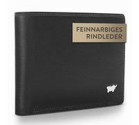 BRAUN BÜFFEL - Geldbörse Herren aus echtem Rindsleder Golf 2.0 - Geldbeutel Portemonnaie schmales Design für Männer mit 4+3 Kartenfächern - Zeitlos klassisches Portmonee mit Münzfach - Edles Schwarz