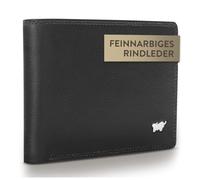 BRAUN BÜFFEL - Geldbörse Herren aus echtem Rindsleder Golf 2.0 - Geldbeutel Trifold Portemonnaie für Männer mit 8 Kartenfächern - Zeitlos klassisches Portmonee mit Netzfach & Münzfach - Edles Schwarz