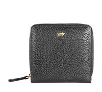 BRAUN BÜFFEL - Kleine ASTI Reißverschlussgeldbörse aus feingenarbtem Leder gefertigt und mit goldenen Metallakzenten - 6 Kartenfächer 5 Steckfächer - Edles Schwarz